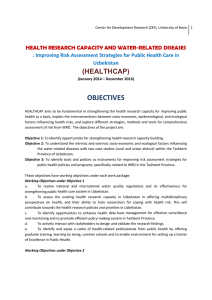   OBJECTIVES  (HEALTHCAP) HEALTH RESEARCH CAPACITY AND WATER-RELATED DISEASES