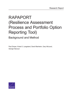 RAPAPORT (Resilience Assessment Process and Portfolio Option Reporting Tool)