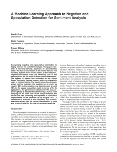 A Machine-Learning Approach to Negation and Speculation Detection for Sentiment Analysis