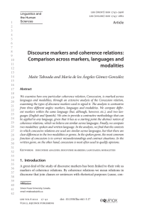 Discourse markers and coherence relations: Comparison across markers, languages and modalities
