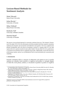 Lexicon-Based Methods for Sentiment Analysis Maite Taboada Julian Brooke