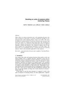 Deciding on units of analysis within Centering Theory