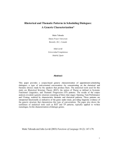 Rhetorical and Thematic Patterns in Scheduling Dialogues: A Generic Characterization