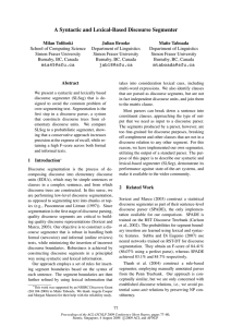 A Syntactic and Lexical-Based Discourse Segmenter