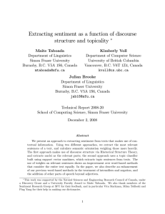 Extracting sentiment as a function of discourse structure and topicality