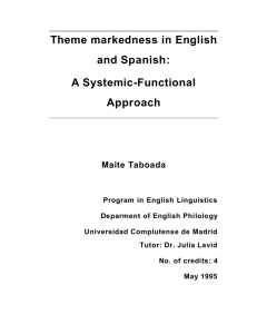 Theme markedness in English and Spanish: A Systemic-Functional Approach