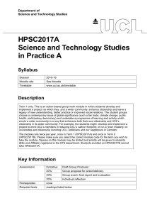 HPSC2017A Science and Technology Studies in Practice A Syllabus