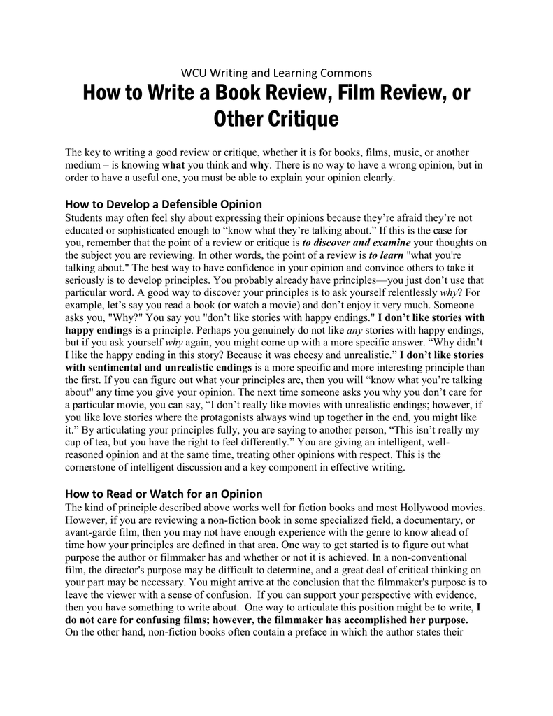 book review or article critique example