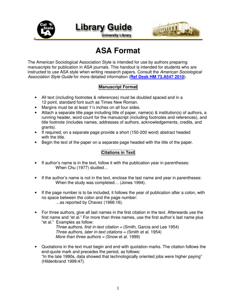 how to write a asa style research paper