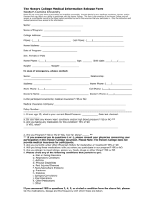 The Honors College Medical Information Release Form Western Carolina University