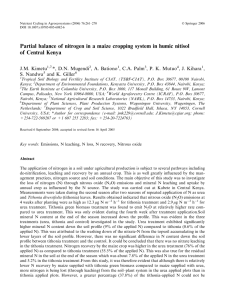 Partial balance of nitrogen in a maize cropping system in... of Central Kenya -1