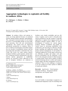 Appropriate technologies to replenish soil fertility in southern Africa