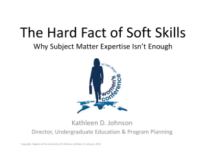 The Hard Fact of Soft Skills Kathleen D. Johnson