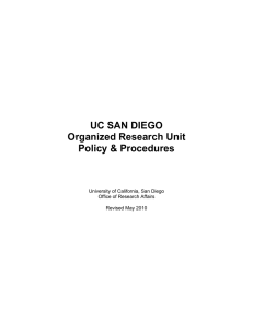 UC SAN DIEGO Organized Research Unit Policy &amp; Procedures