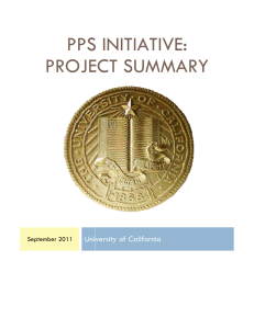 PPS INITIATIVE: PROJECT SUMMARY University of California
