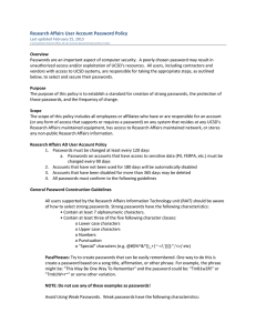 Research Affairs User Account Password Policy
