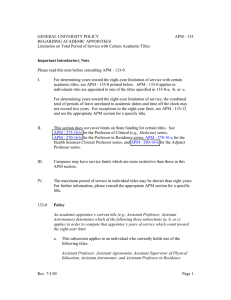 GENERAL UNIVERSITY POLICY APM - 133 REGARDING ACADEMIC APPOINTEES