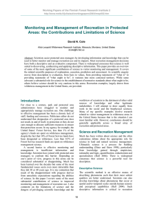 Monitoring and Management of Recreation in Protected