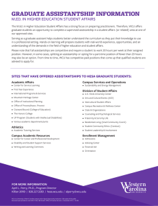 GRADUATE ASSISTANTSHIP INFORMATION M.ED. IN HIGHER EDUCATION STUDENT AFFAIRS