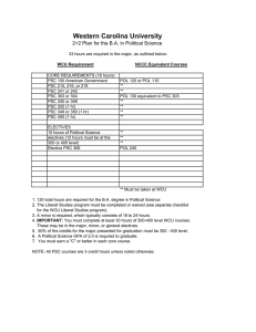 Western Carolina University 2+2 Plan for the B.A. in Political Science