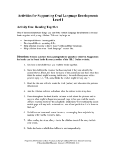 Activities for Supporting Oral Language Development: Level I Activity One: Reading Together