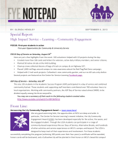 Special Report: High Impact! Service – Learning – Community Engagement
