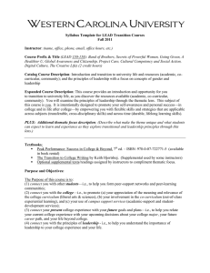 Syllabus Template for LEAD Transition Courses Fall 2011 Instructor