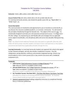 Template for FYE Transition Course Syllabus Fall 2015