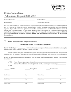 Cost of Attendance  Adjustment Request 2016-2017