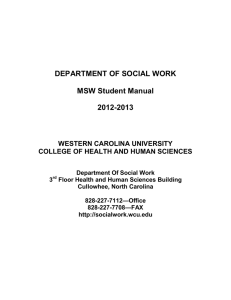 DEPARTMENT OF SOCIAL WORK MSW Student Manual 2012-2013