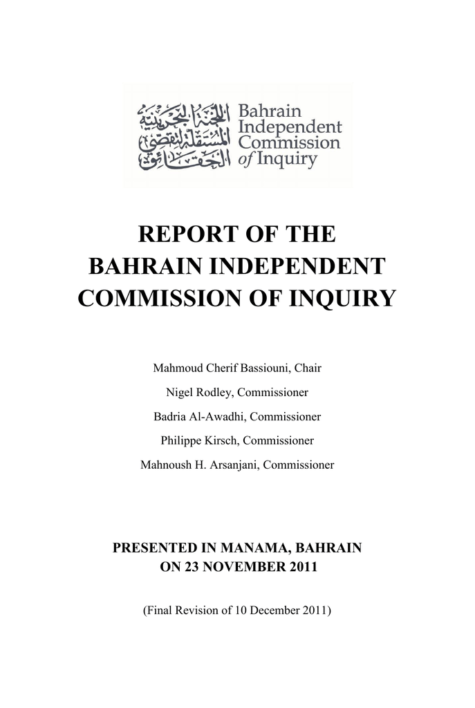 Report Of The Bahrain Independent Commission Of Inquiry