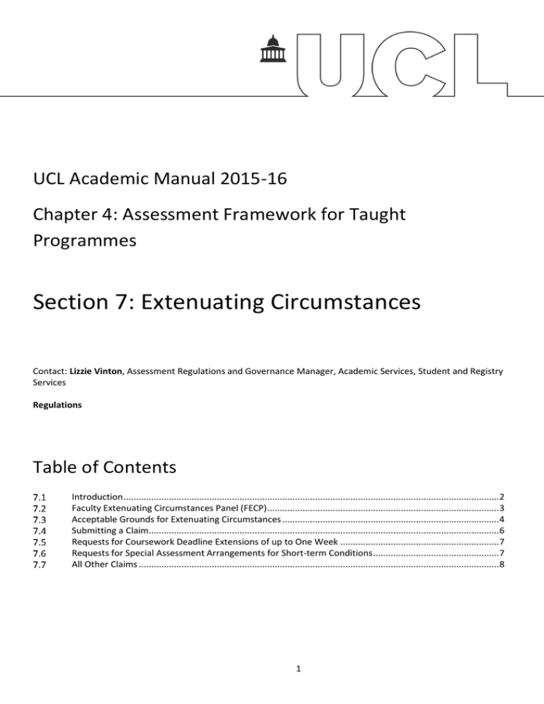 ucl extenuating circumstances dissertation