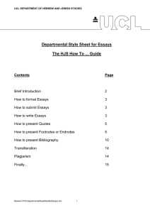 Departmental Style Sheet for Essays The HJS How To ... Guide