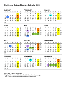 Blackboard Outage Planning Calendar 2016  JANUARY FEBRUARY
