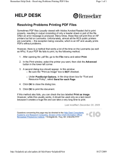 HELP DESK Resolving Problems Printing PDF Files