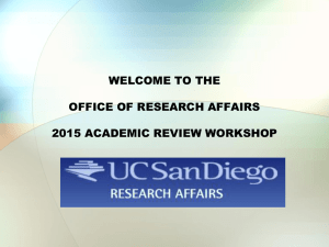 WELCOME TO THE OFFICE OF RESEARCH AFFAIRS 2015 ACADEMIC REVIEW WORKSHOP