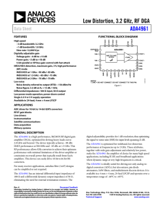 Low Distortion, 3.2 GHz, RF DGA ADA4961 Data Sheet FEATURES