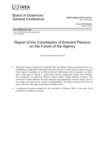 Report of the Commission of Eminent Persons Board of Governors General Conference