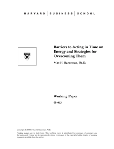 Barriers to Acting in Time on Energy and Strategies for Overcoming Them