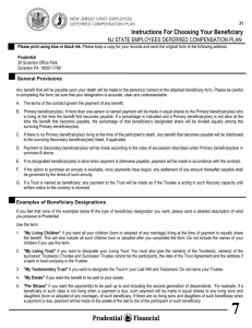 Instructions For Choosing Your Beneficiary NJ STATE EMPLOYEES DEFERRED COMPENSATION PLAN