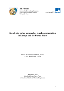 ZEF Bonn Social-mix policy approaches to urban segregation
