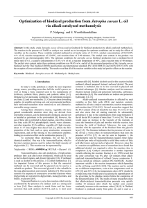 Jatropha curcas via alkali-catalyzed methanolysis  P. Nakpong