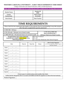 TIME REQUIREMENTS WESTERN CAROLINA UNIVERSITY – EARLY FIELD EXPERIENCE TIME SHEET