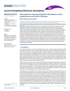 Journal of Geophysical Research: Atmospheres Heterogeneous warming of Northern Hemisphere surface