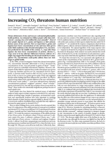 LETTER Increasing CO threatens human nutrition 2