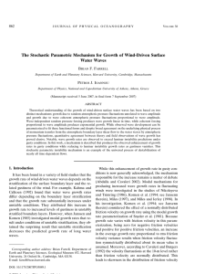 The Stochastic Parametric Mechanism for Growth of Wind-Driven Surface Water Waves 862 B