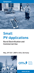 Small PV-Applications OTTI Rural Electrifi cation and