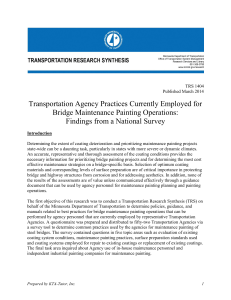 Transportation Agency Practices Currently Employed for Bridge Maintenance Painting Operations: