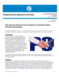 The Use of Life-Cycle Cost Analysis to Evaluate Public- Private Partnerships
