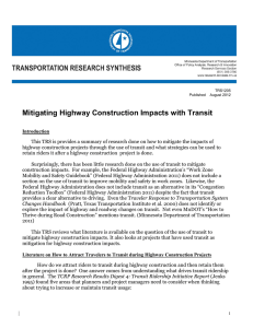 Mitigating Highway Construction Impacts with Transit